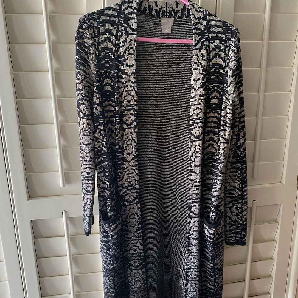 Silver and black Sweater Cardigan